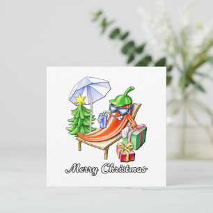 Merry Christmas Funny Chilli Cartoon Drawing Invitation