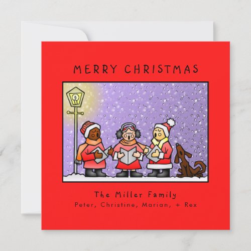 Merry Christmas Funny Christmas Carolers Custom Holiday Card