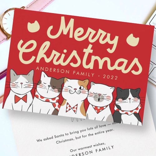 Merry Christmas Funny Cute Cats Caroling Holiday Card