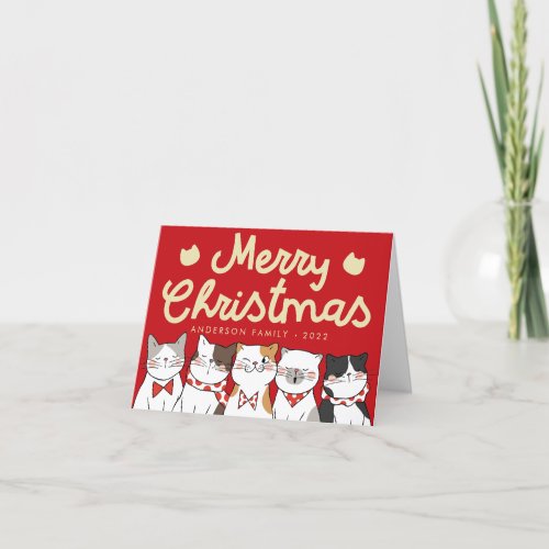 Merry Christmas Funny Cute Cats Caroling Holiday Card