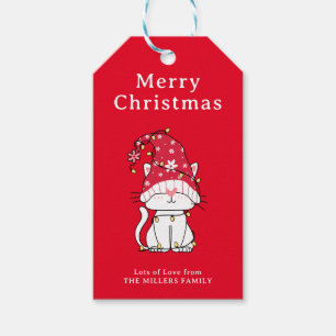 Merry Christmas Funny Cute Christmas Cat Gift Tags