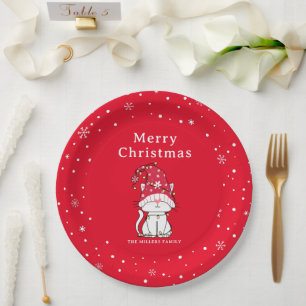Merry Christmas Funny Cute Christmas Cat Paper Plates