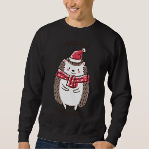 Merry Christmas Funny Cute Hedgehog Santa Hat Star Sweatshirt