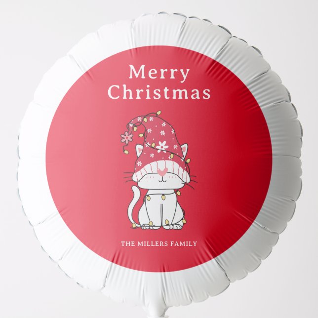 Merry Christmas Funny Cute Santa Cat Custom  Balloon (Front)