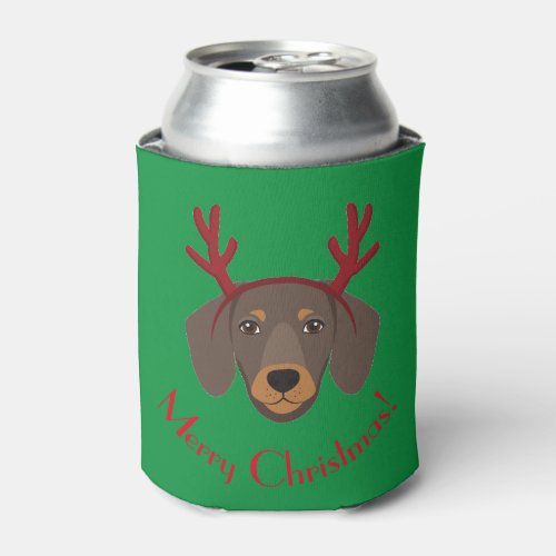 Merry Christmas Funny Dachshund Can Cooler