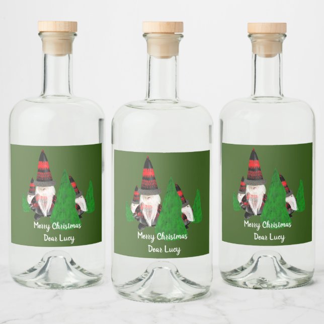 Merry Christmas, Funny Dwarfs Personalize Liquor Bottle Label (Bottles)