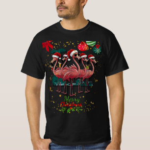 Merry Christmas Funny Flamingo with Sunglasses  T-Shirt