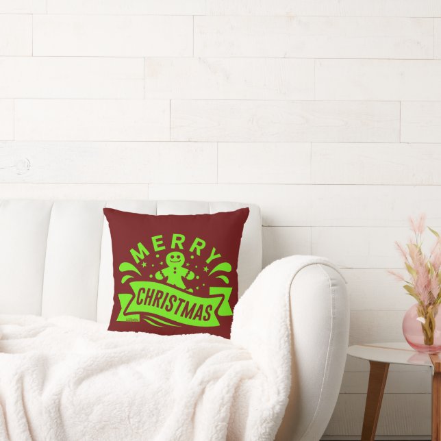 MERRY CHRISTMAS funny gingerbread man              Throw Pillow (Couch)