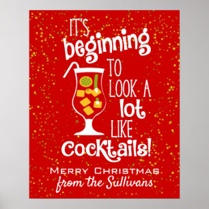 Merry Christmas Funny Holiday Cocktail Poster