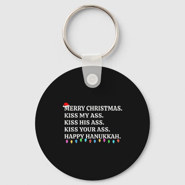 Merry Christmas Funny Kiss My Xmas Men &amp; Women Keychain (Front)