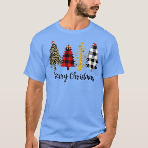 Merry Christmas Funny Leopard Buffalo Plaid Christ T-Shirt