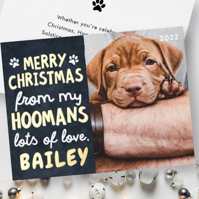 Merry Christmas Funny Modern Pet Custom Photo Foil Holiday Card (Creator Uploaded)
