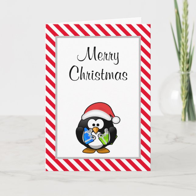 Merry Christmas Funny Penguin Christmas Card (Front)