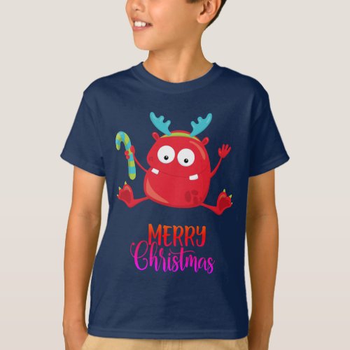 Merry Christmas  Funny Red Monster T_Shirt