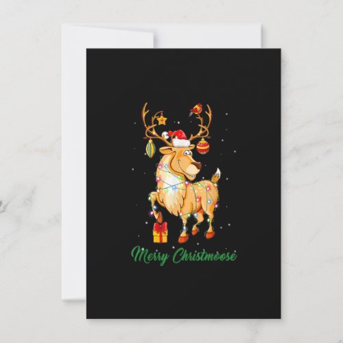 Merry Christmas Funny Reindeer Lights Santa Hat Or Invitation