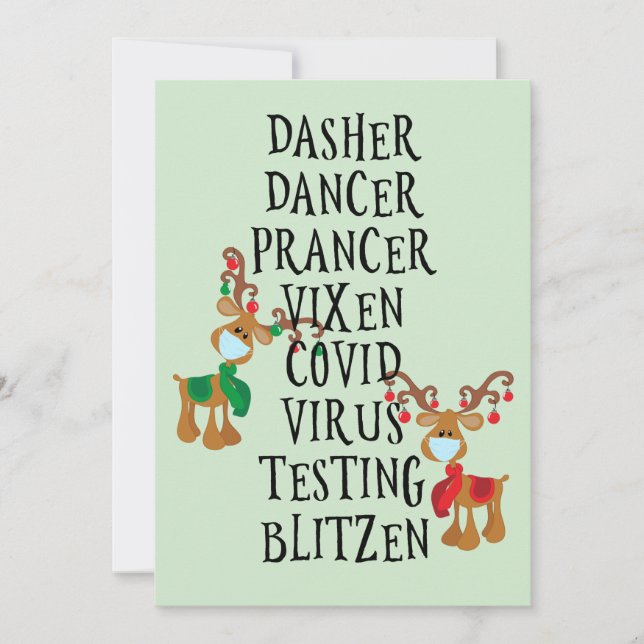 Merry Christmas Funny Reindeer Names 2020 Holiday Card (Front)