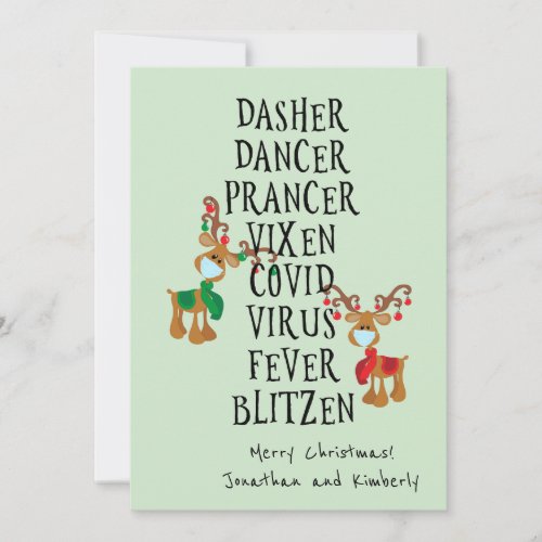 Merry Christmas Funny Reindeer Names 2021 Holiday Card