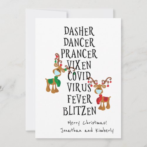 Merry Christmas Funny Reindeer Names 2021 Holiday Card