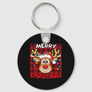Merry Christmas Funny Reindeer Xmas Family Keychain