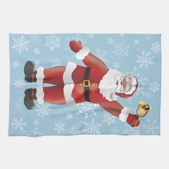 Merry Christmas Funny Santa Claus Cartoon Kitchen Towel (Horizontal)