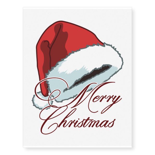 Merry Christmas - Funny Santa Claus Hat Temporary Tattoos (Front)