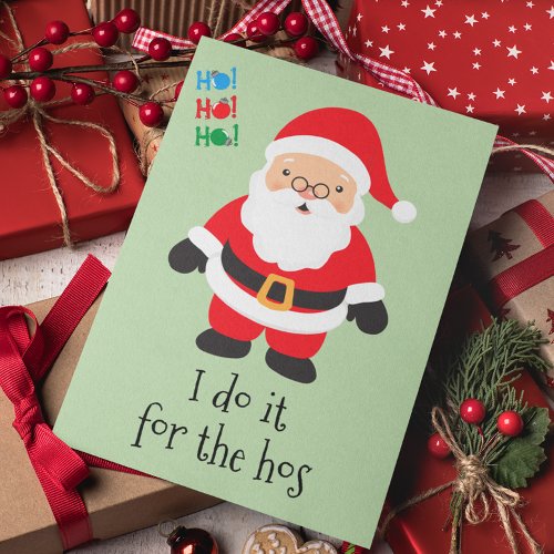 Merry Christmas Funny Santa Do it for the Hos Holiday Card