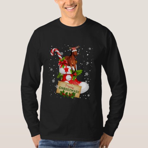 Merry Christmas Funny Santa Reindeer Horse In T_Shirt