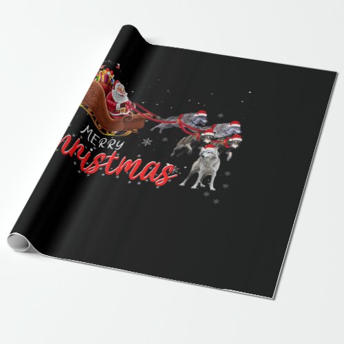 Merry Christmas Funny Santa Riding Wolf Wrapping Paper