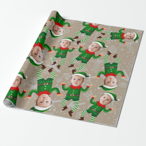 Merry Christmas Funny Santas Elves Custom Face Wrapping Paper