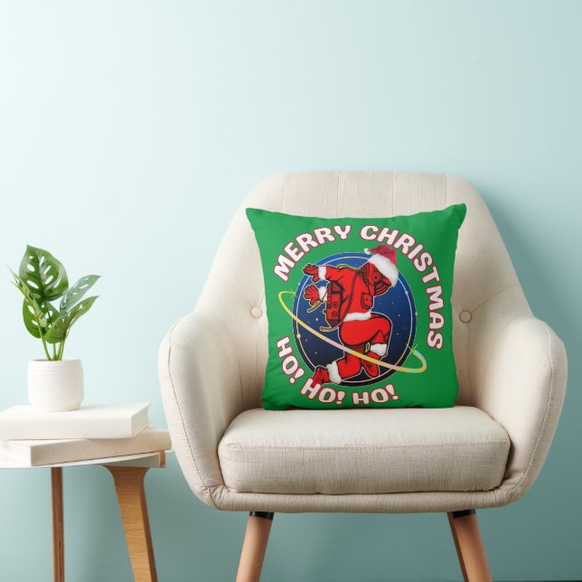 MERRY CHRISTMAS FUNNY SPACE ASTRONAUT  THROW PILLOW (Chair)