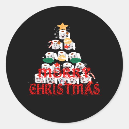 Merry Christmas Funny Toilet Paper Tree Classic Round Sticker