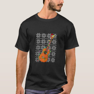 Merry Christmas Funny Ukulele Xmas Lights Santa Ha T-Shirt