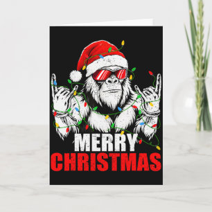 Merry Christmas Funny Vintage Bigfoot Rock On Xmas Card