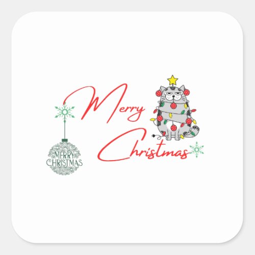 Merry Christmas furry Cats in the game edition  Square Sticker