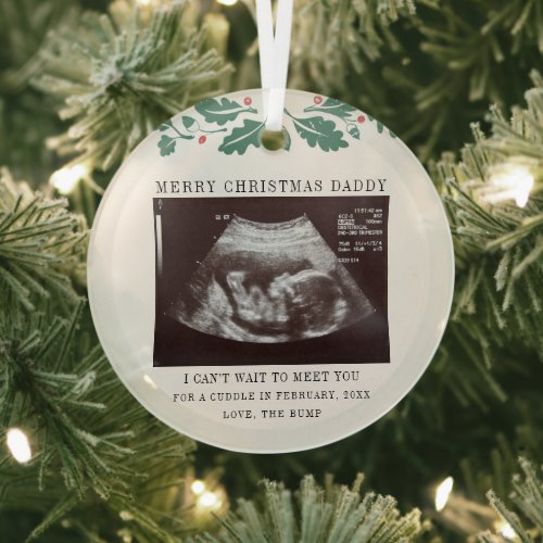 Merry Christmas Future Dad Pregnancy Ultrasound Glass Ornament