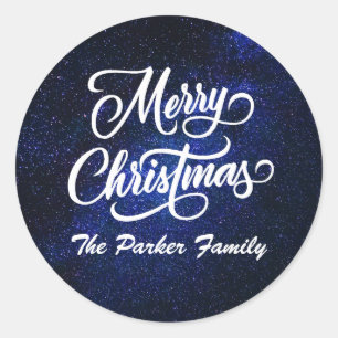 Merry Christmas Galaxy Personalised  Classic Round Sticker
