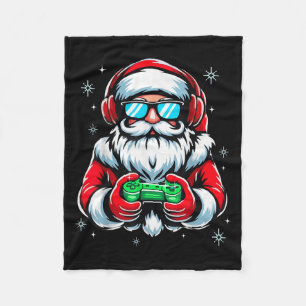 Merry Christmas Gamer Boys Mens Video Game Santa C Fleece Blanket