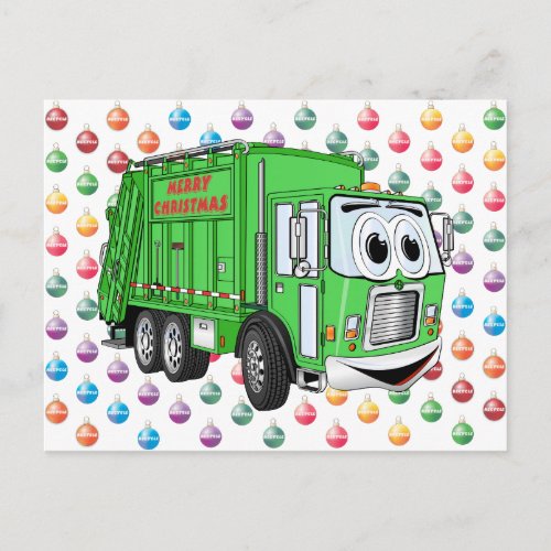 Merry Christmas Garbage Truck Holiday Postcard