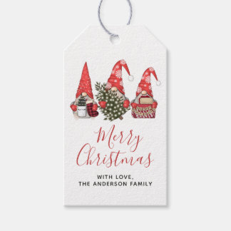 Merry Christmas Garden Gnome Tree Happy Holidays Gift Tags