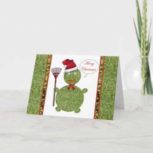 Merry Christmas gardener lawn care landscape Holiday Card