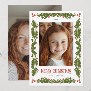 Merry Christmas Garland Border Holiday Design Card