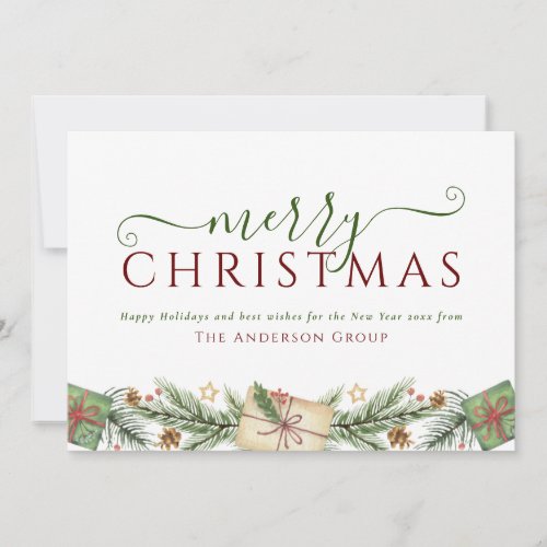 Merry Christmas Garland Corporate Business Logo Holiday Card