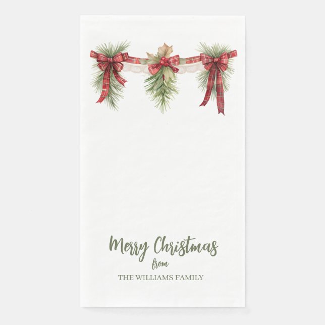 Merry Christmas Garland Paper Guest Towels (Front)