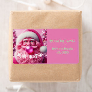 Merry Christmas Gay Retro Pink Bubble Gum   Custom Label