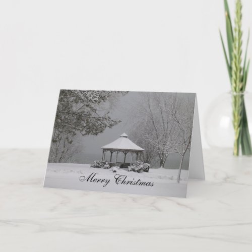 Merry Christmas_Gazebo in Winter Holiday Card