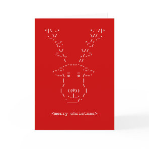 Merry Christmas Geek Reindeer ASCII Art card