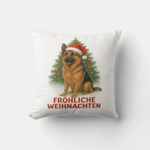 Merry Christmas German Shepherd Christmas Dog Throw Pillow