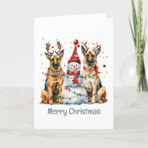 Merry Christmas German Shepherd Dogs Holiday Card