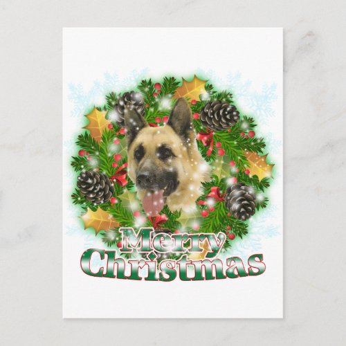 Merry Christmas German Shepherd Holiday Postcard