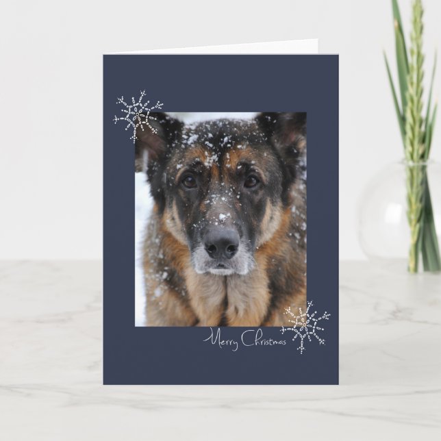Merry Christmas German Shepherd in the Snow Card (Front)